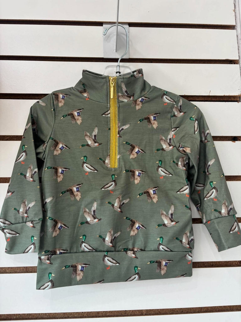 Hooneydew-Green mallard zip pullover