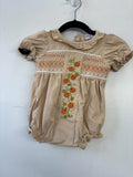 Honeydew-Khaki Pumpkin Smocked Ruffle Bubble