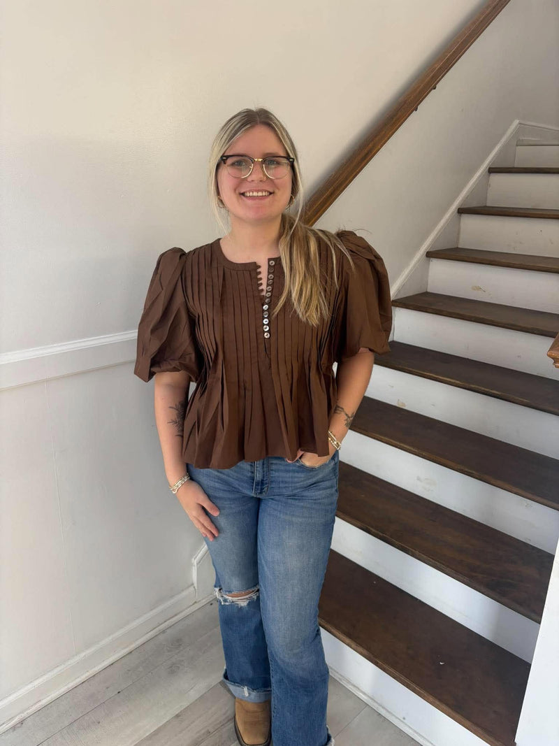 Entro- Brown Detailed Blouse