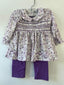 Honeydew-Purple floral smocked pants set