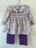 Honeydew-Purple floral smocked pants set