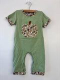 Honeydew- Camo Pumpkin Applique Romper