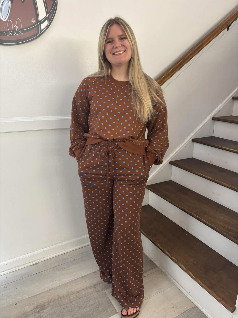 Thomas & Co- Brown Polka Dot Drawstring Set