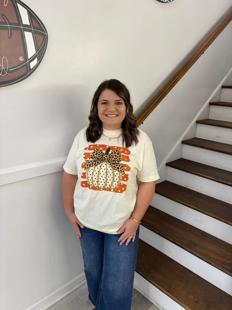 Thomas & Co-Tultex Orange Stripe Polka Dot Pumpkin Tee.