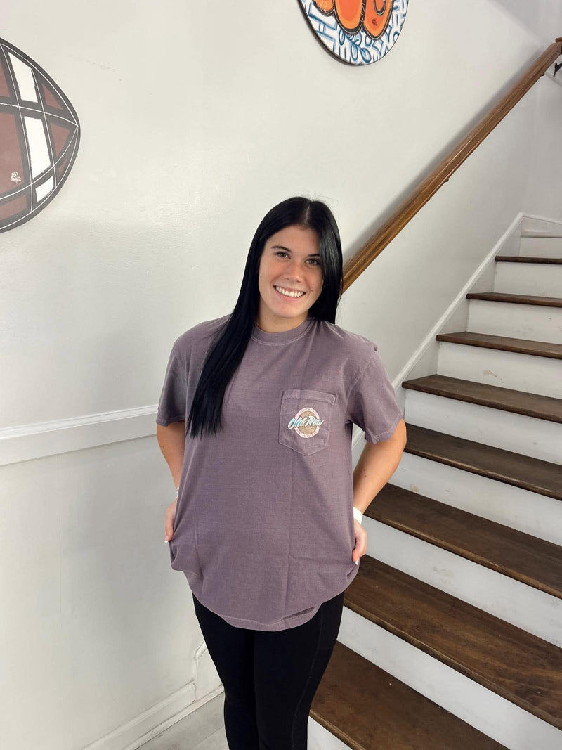 Old Row- Circle Logo Pocket Tee Wine
