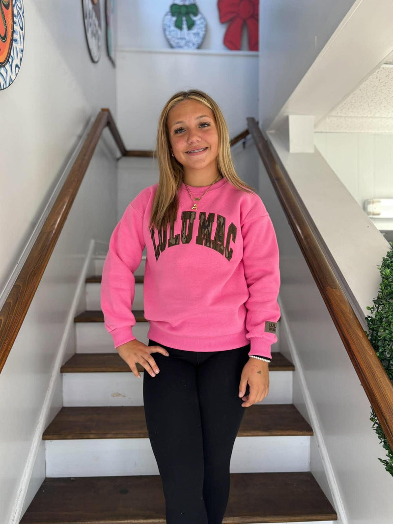 LULU MAC - Youth Bottomland Camo Bubblegum Sweatshirt