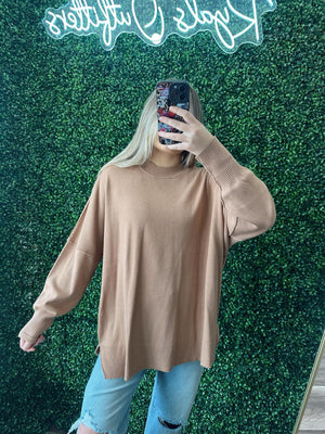 Astrid Ribbed Tan Sweater