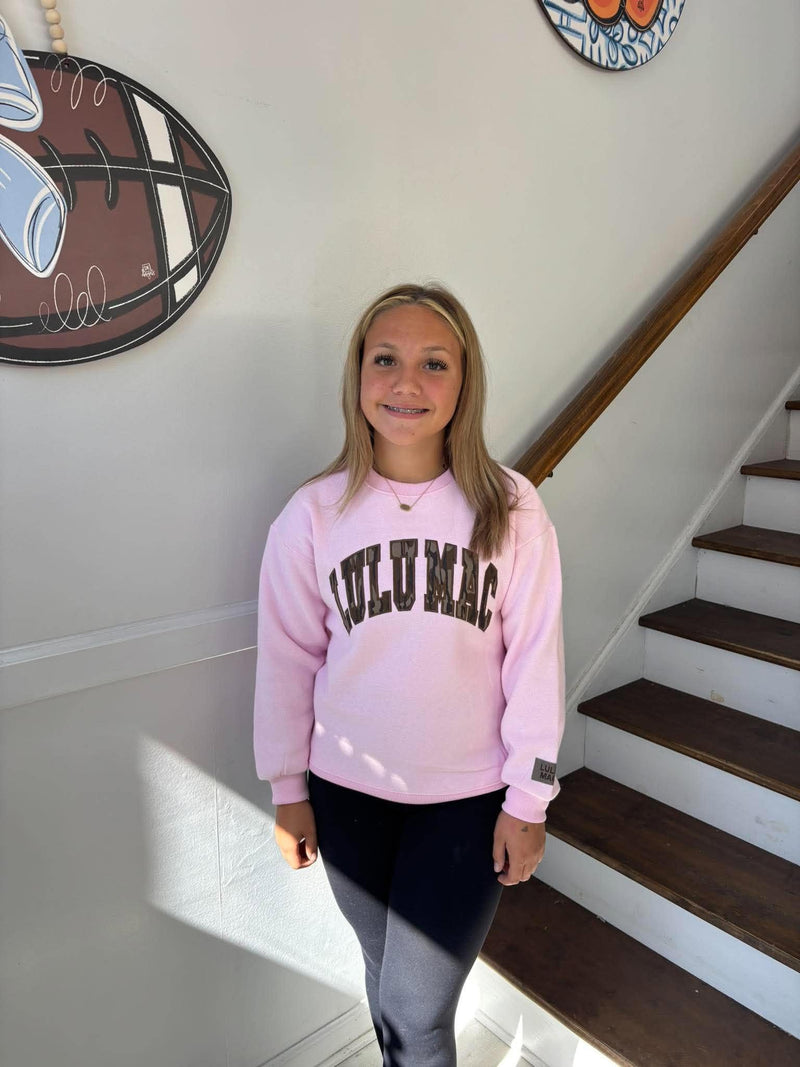 LULU MAC - Youth Bottomland Camo Light Pink Sweatshirt