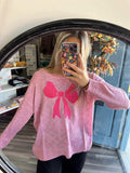 Pink Bow Knitted Sweater