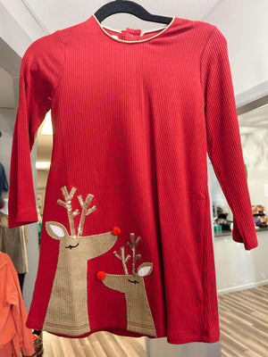 Little Girls Reindeer T-Shirt Dress