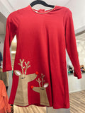 Little Girls Reindeer T-Shirt Dress