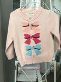 Honeydew Pink bow tie cardigan sweater
