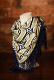Tatum James- Game Day Fringe Scarf Navy and Gold