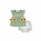 Honey Dew- Green sunflower applique bow collection