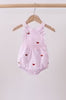 Honeydew-Pink stripe watermelon embroidery seersucker ruffle bubble