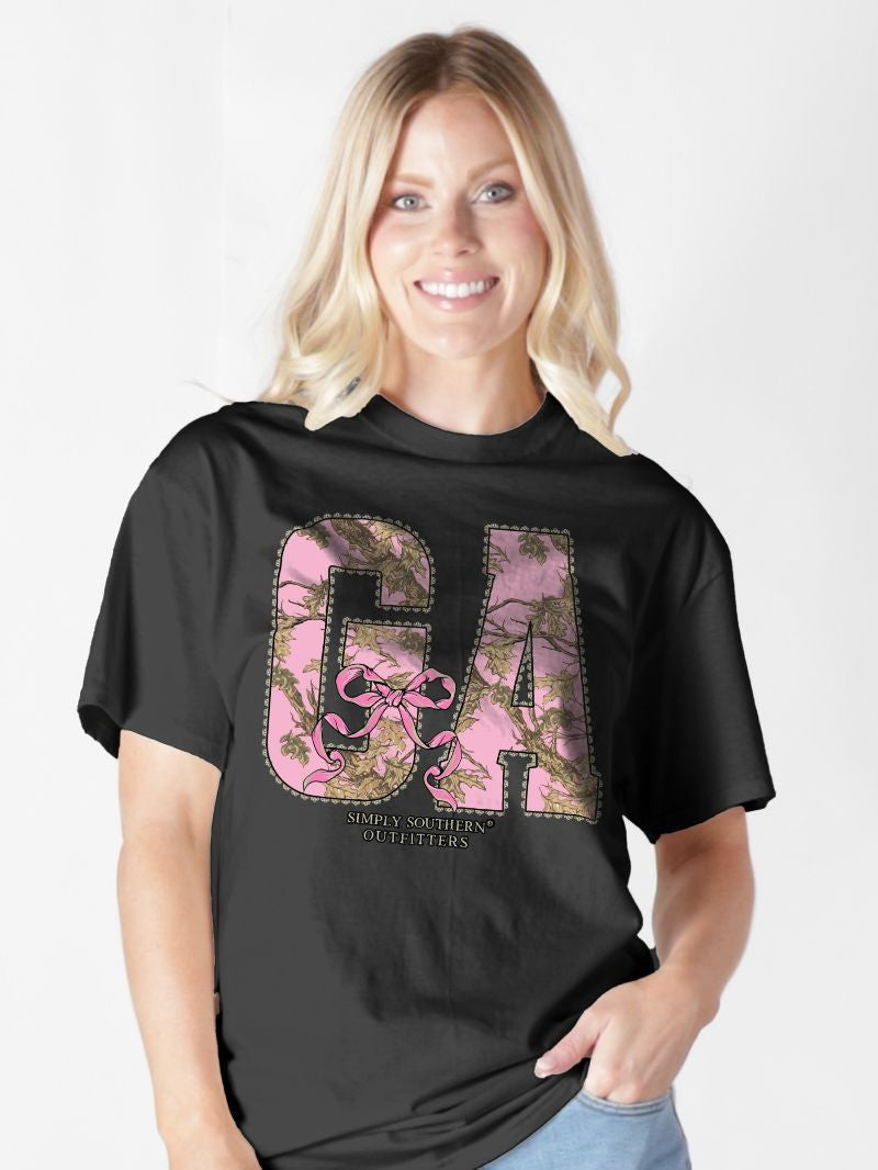 Simply Southern - "GA" Black and Pink Camo T-Shirt