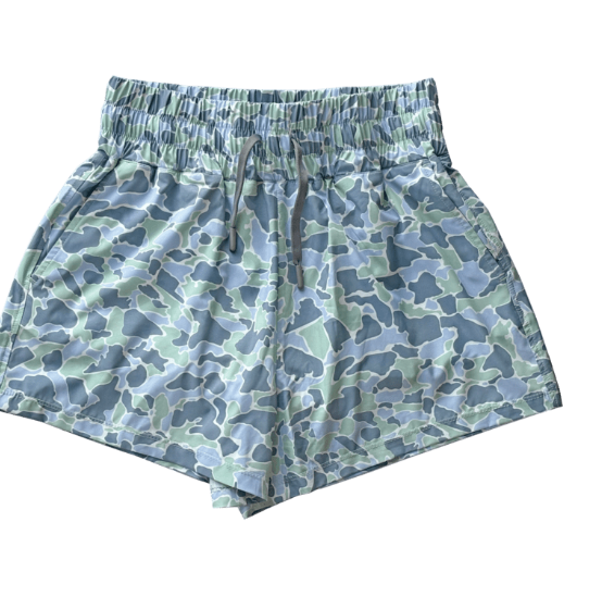 Old Row- Blue High Wasted Camo Shorts