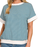 Zenana- Stripe Rib Banded Top