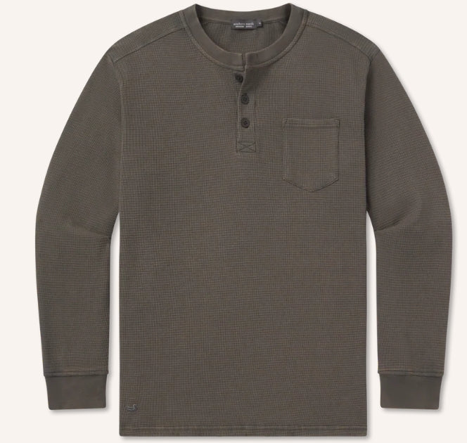 Southern Marsh - LS SEAWASH Vintage Waffle Henley CHARCOAL GRAY