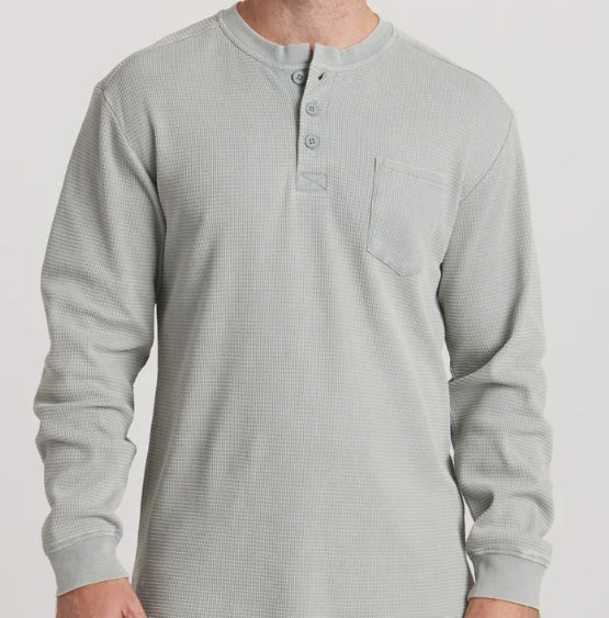 Southern Marsh- LS SEAWASH Vintage Waffle Henley BURNT SAGE
