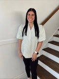 She + Sky- Sage Green Striped Top