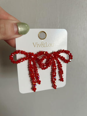 Ruby Red Bow Earrings