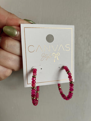 Hallie Fuschia Beaded Earrings