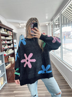 Jackie Floral Black Sweater