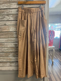 Umgee- Latte Regular Washed Stripe Wide Leg Pant