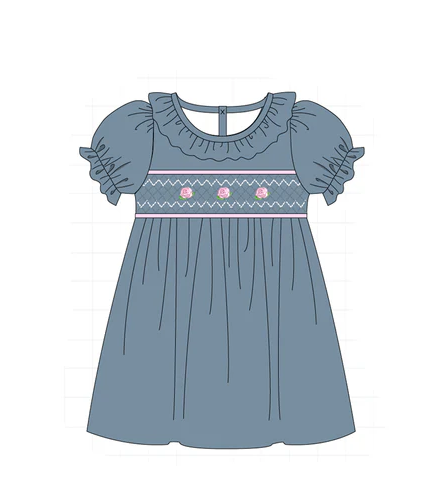 Honey Dew- Garden rose smocked ruffle collection