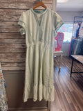 Umgee- Sage Green Stripe Midi Dress