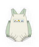 Honey Dew- Green monster trucks embroidery stripe collection