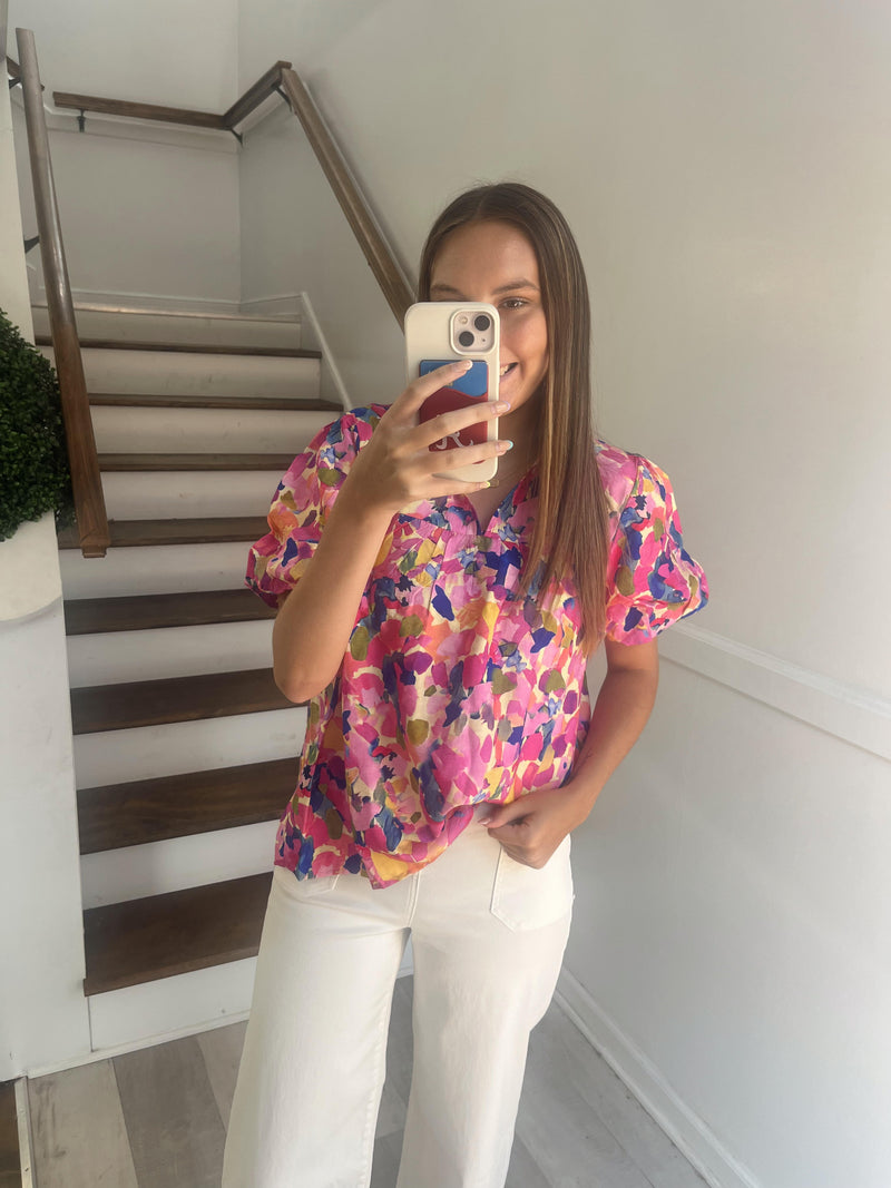 Floral Print Puff sleeve top